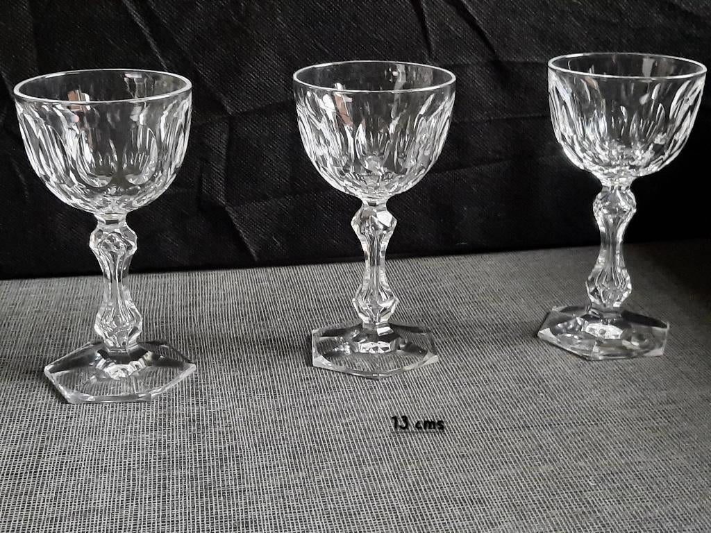 Val St Lambert, 3 verres cristal taillé., Enlèvement ou Envoi