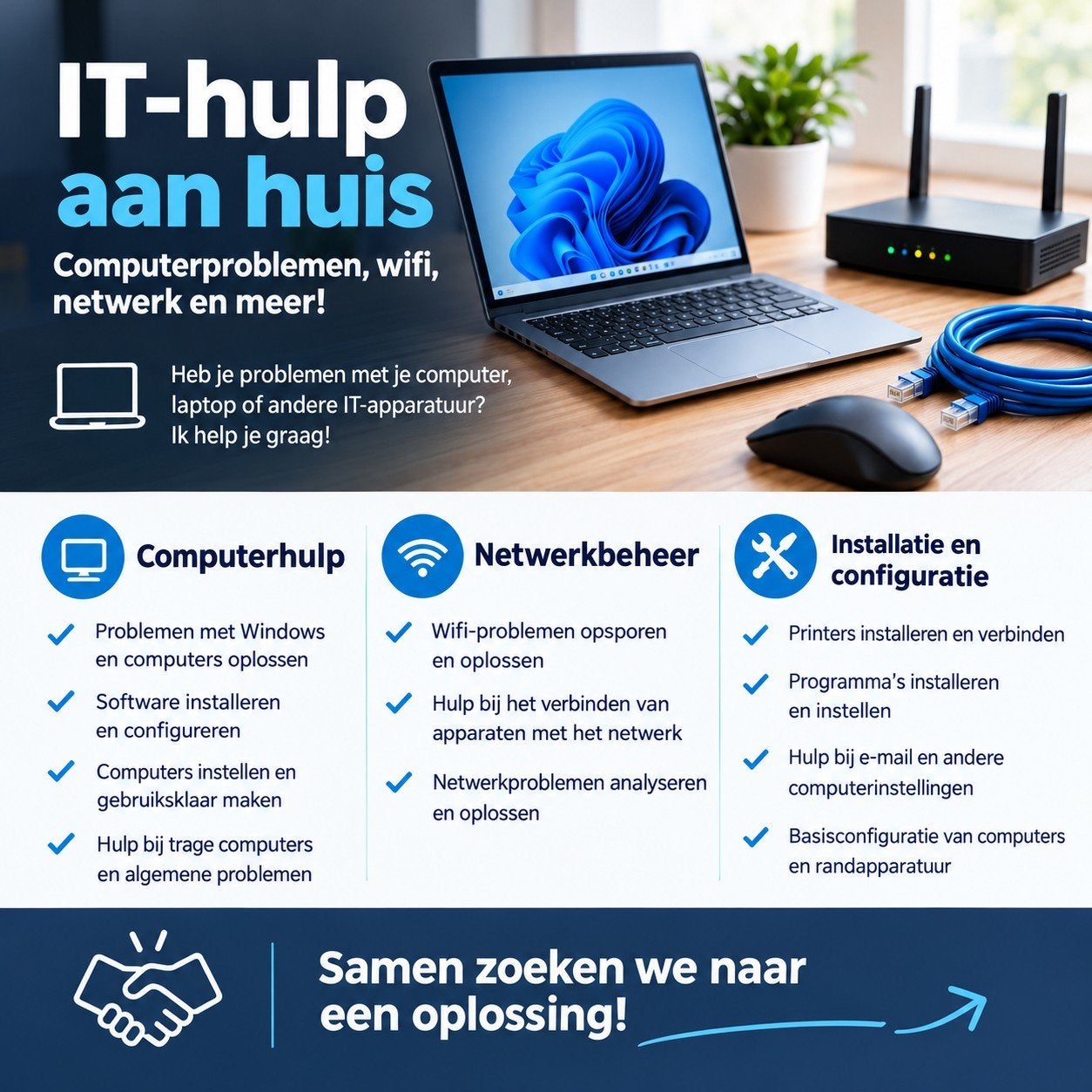 Aide informatique : problèmes informatiques, Wi-Fi, réseau,, Services & Professionnels