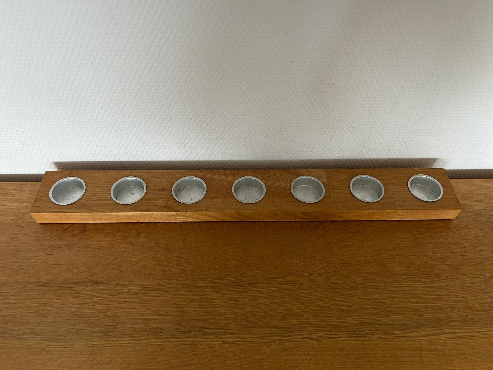 Houten waxinelichthouder theelichthouder Ikea 7 theelichtjes, Huis en Inrichting, Bruin, IKEA, Waxinelichthouder, Ophalen of Verzenden
