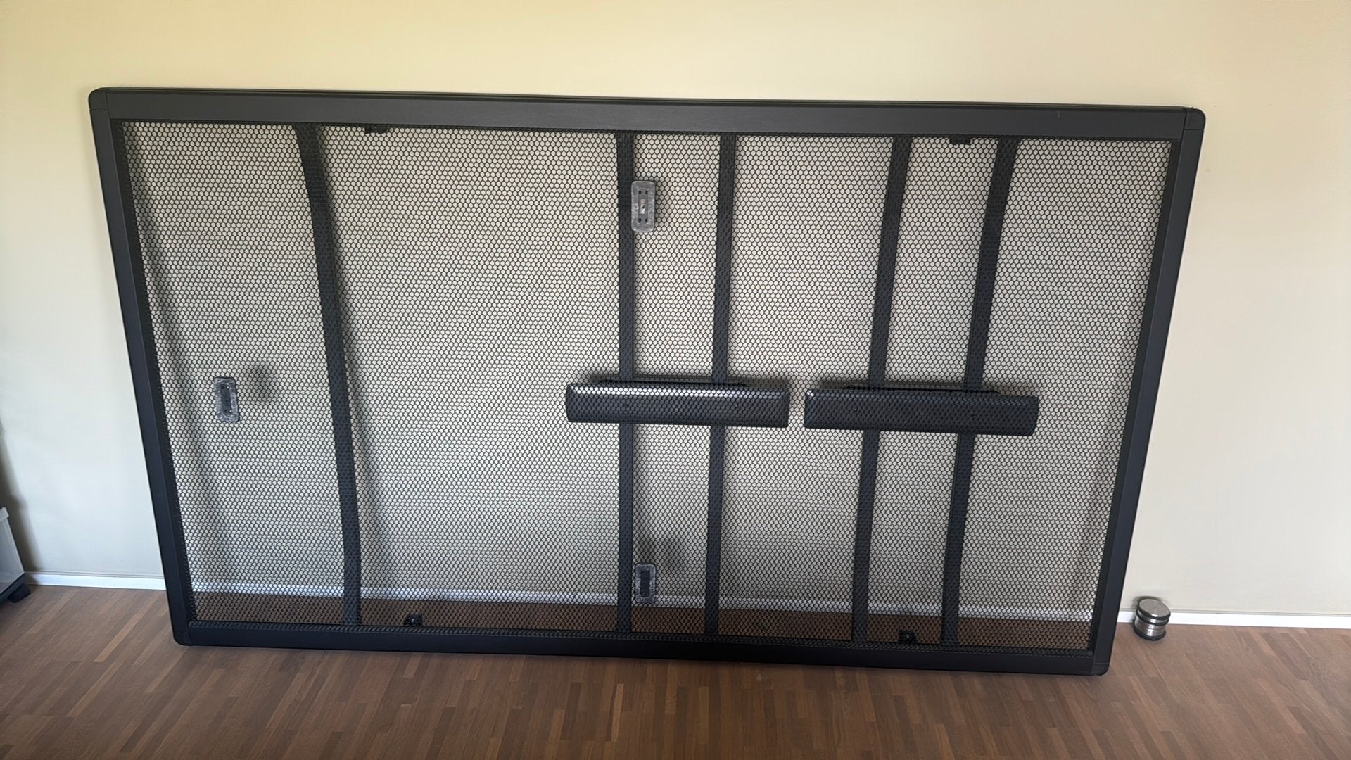 Lit double en maille Auping+lit à cadre blanc, Queen size, 210 cm, Comme neuf, Enlèvement