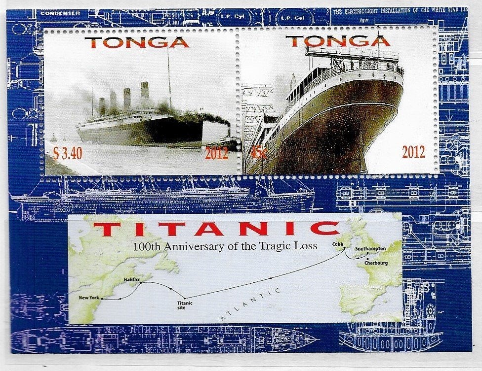 Timbres - Feuillet "Titanic" Tonga, Envoi, Non oblitéré