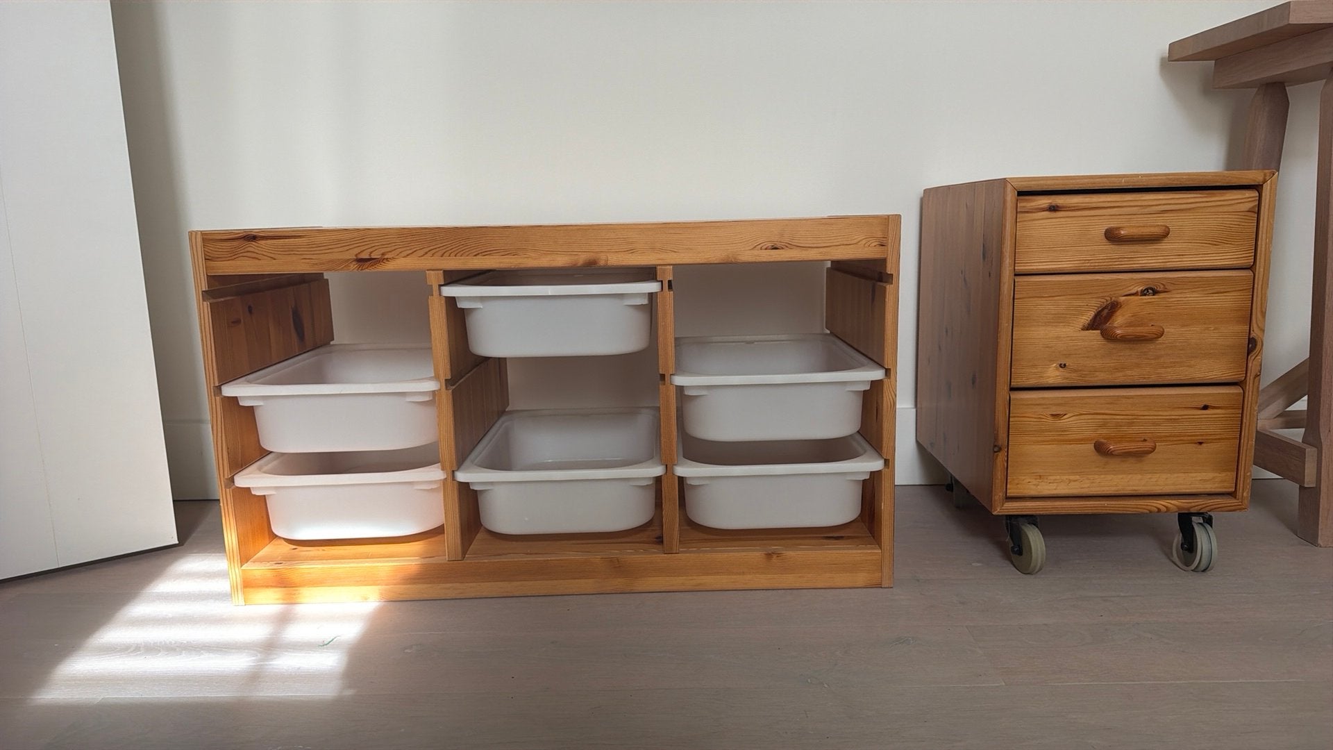 Set van 2 kastjes hout Ikea, Huis en Inrichting, Kasten | Ladekasten, Ophalen, Gebruikt, 50 tot 100 cm, 3 of 4 laden