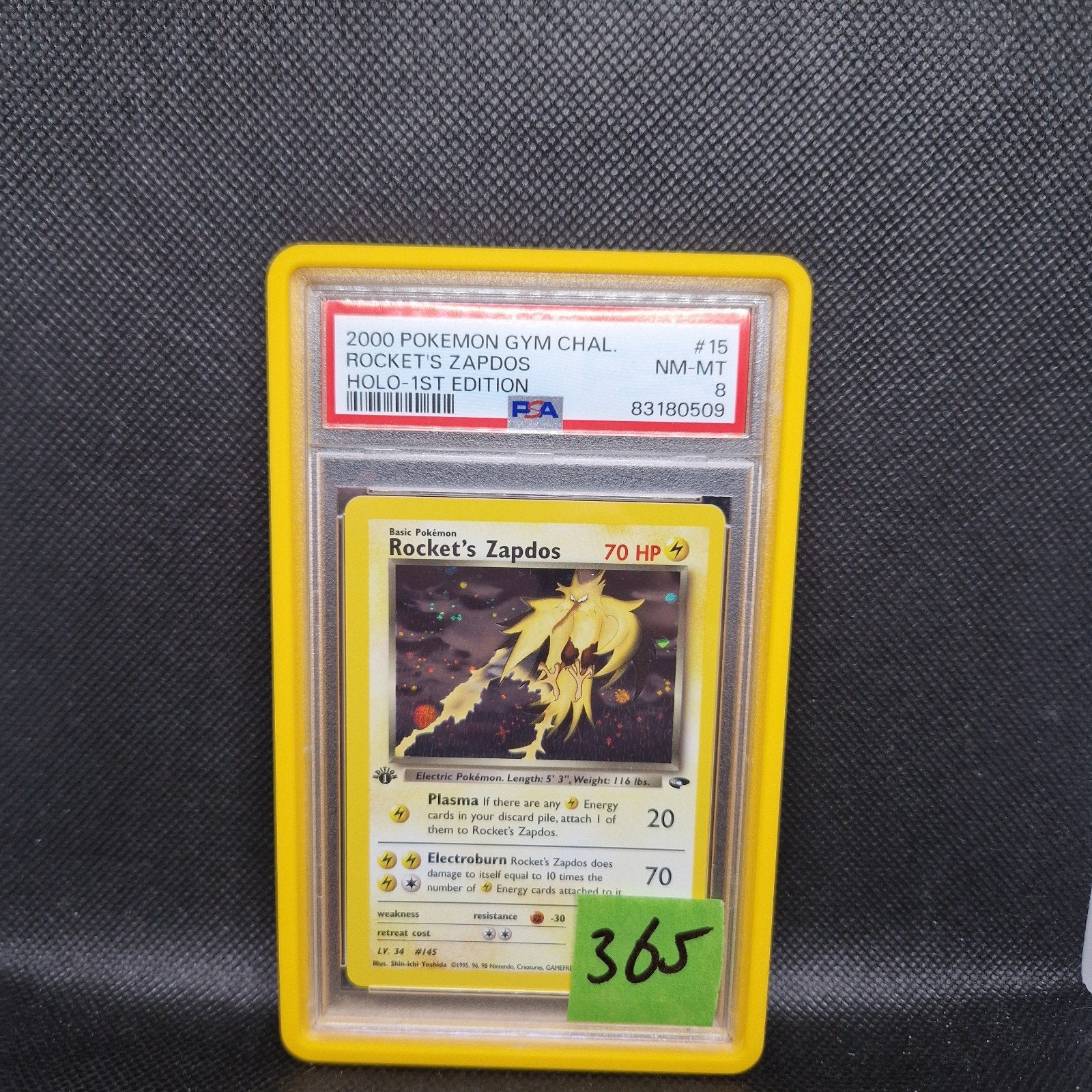 Rocket's Zapdos Holo 1st Edition Gym Challenge PSA 8, Ophalen of Verzenden