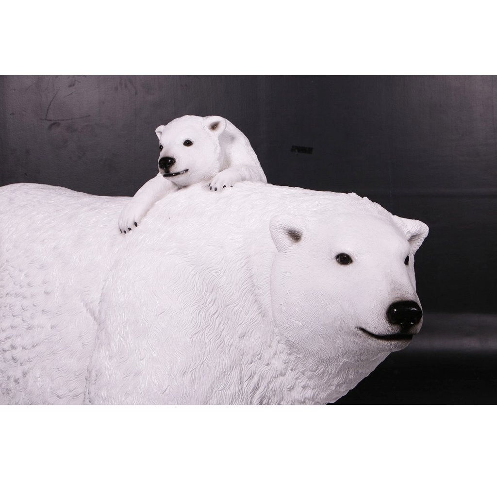 Statue d'ours polaire avec ourson - Ours polaire 190 cm