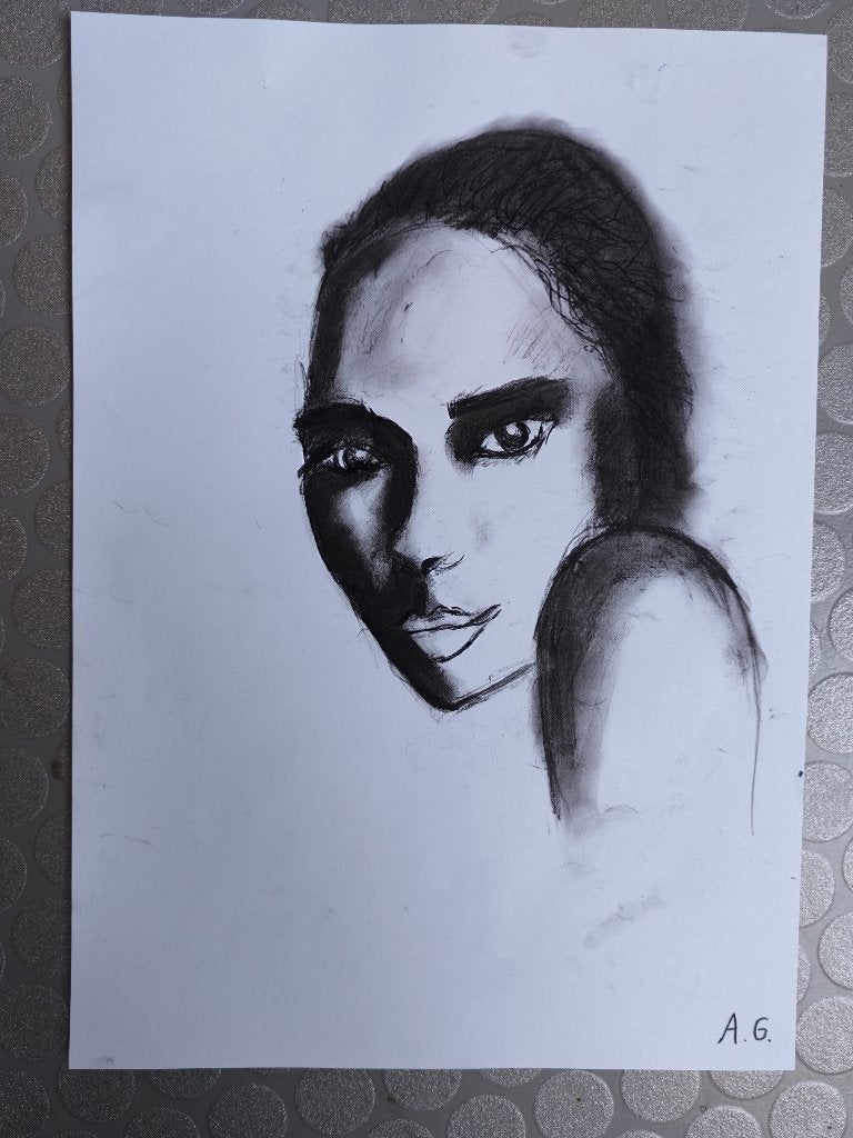 Dessin au fusain, Antiquités & Art, Enlèvement, Dessin, Dessin au fusain, Signé