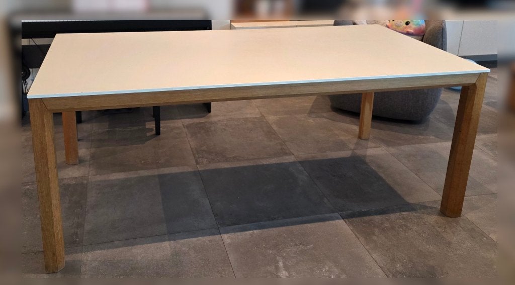 Eettafel / Bureau - Eikenhouten met Wit Blad (190 x 95 cm), 150 à 200 cm, Cinq personnes ou plus, Scandinavisch, Enlèvement