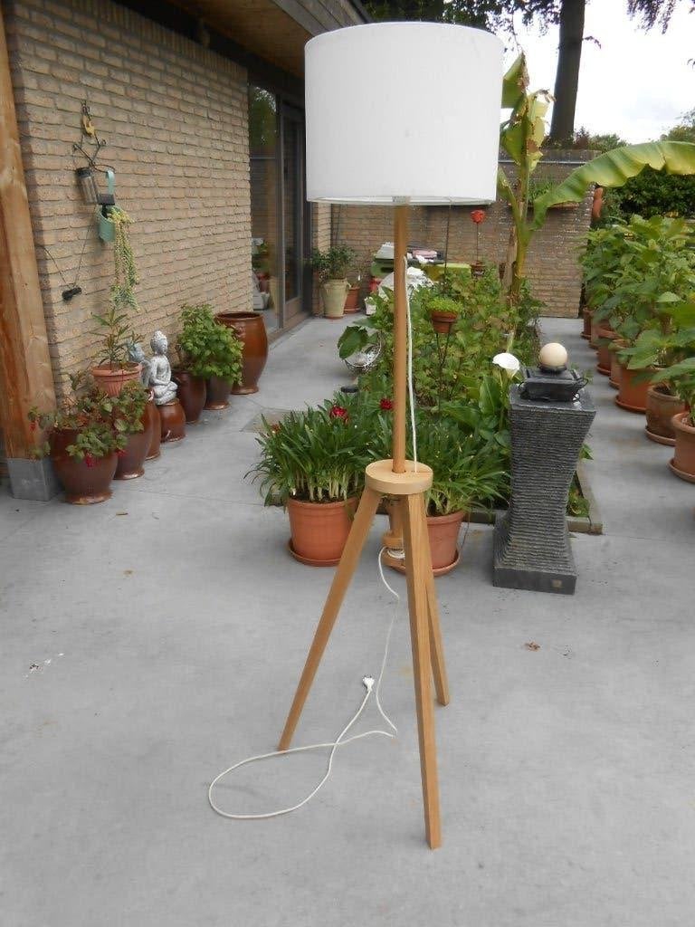 Lampadaire Ikea type G1802 abat-jour Ø 37 cm, Utilisé, Bois, Modern, 150 à 200 cm