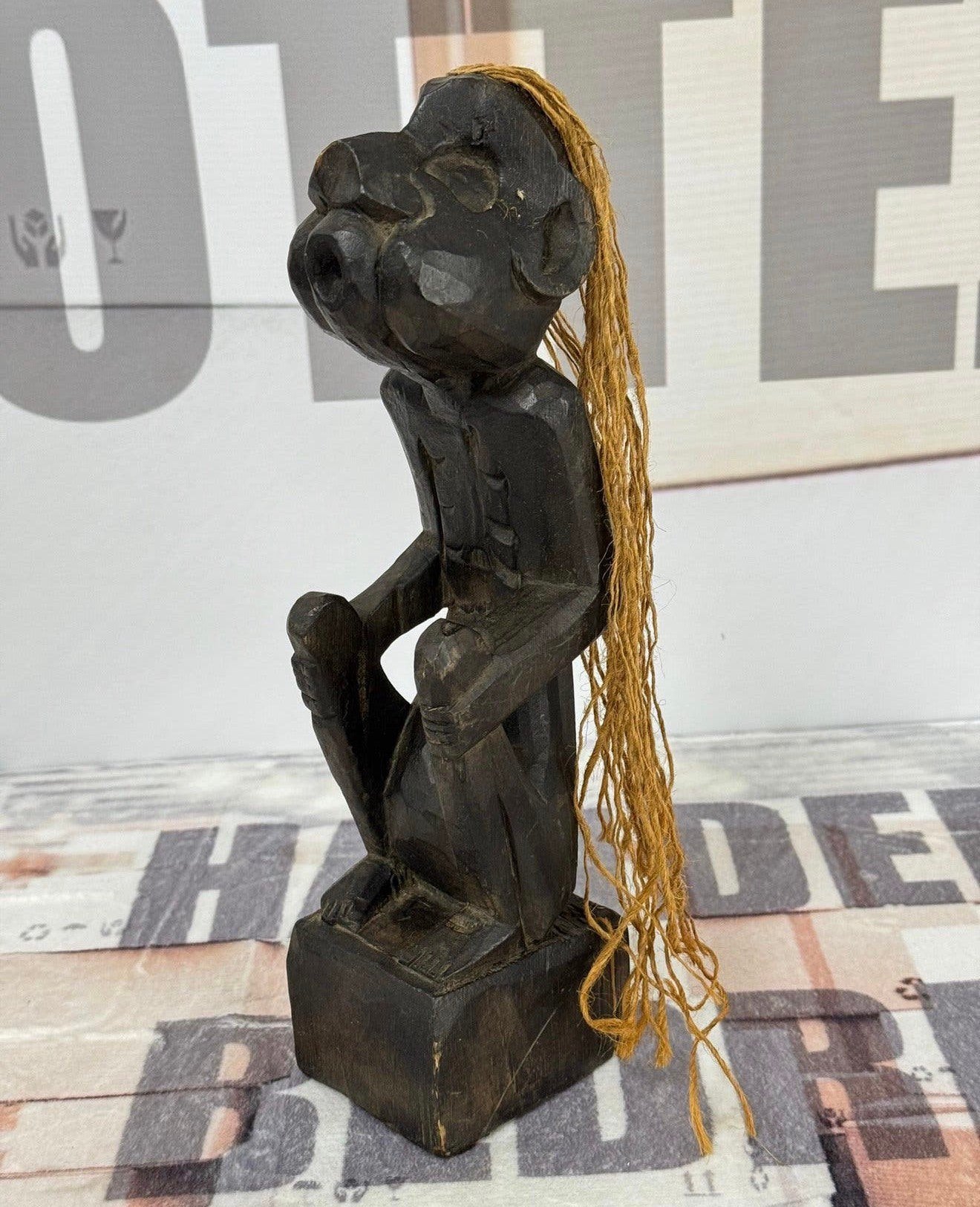 1975 - Afrika africa Senufo handgesneden Hout zittend beeld, Antiek en Kunst, Kunst | Niet-Westerse kunst, Hout, Handgemaakt, Beeld