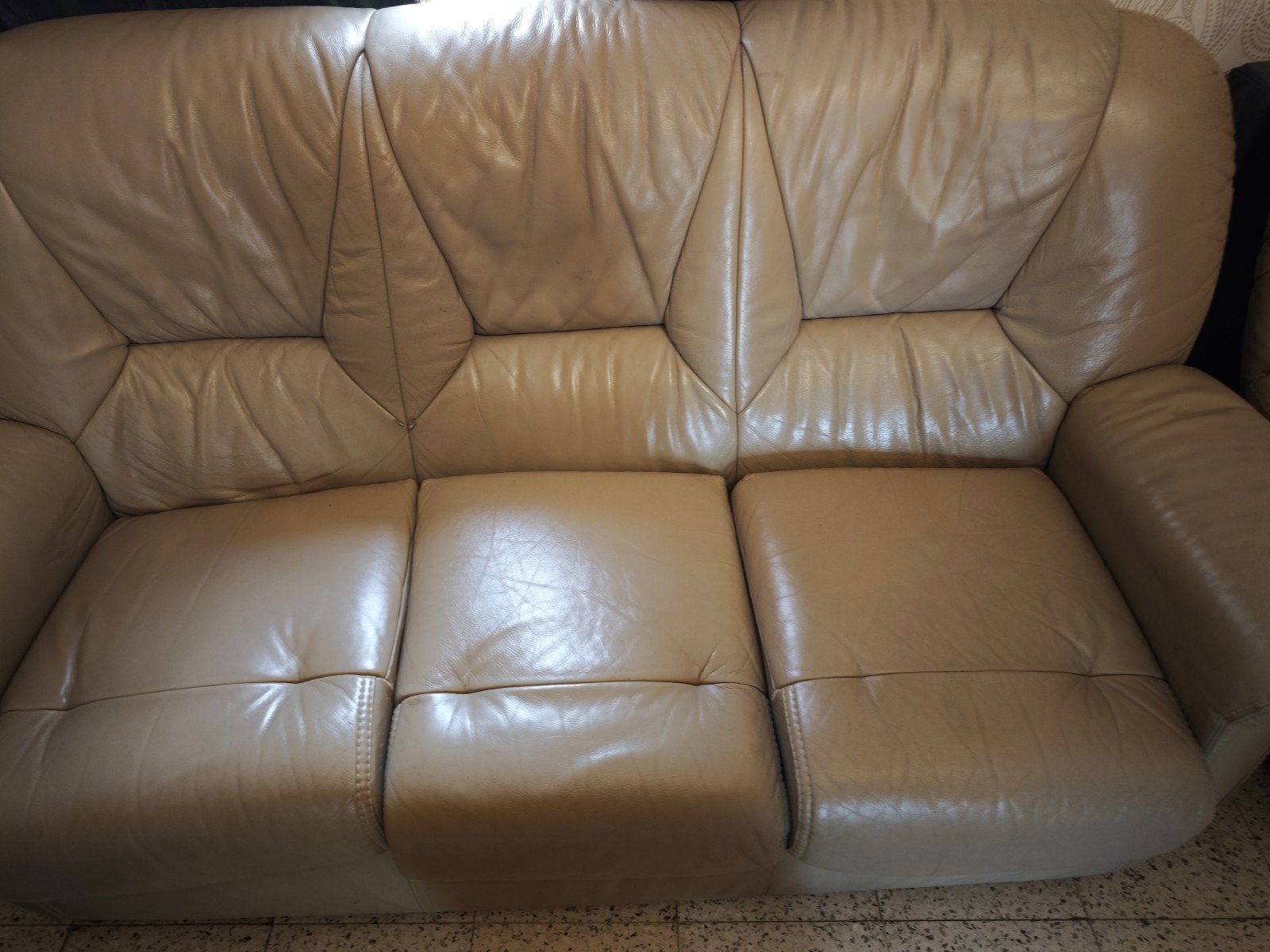 Canapé et fauteuil type cuir., Maison & Meubles, Enlèvement, Cuir