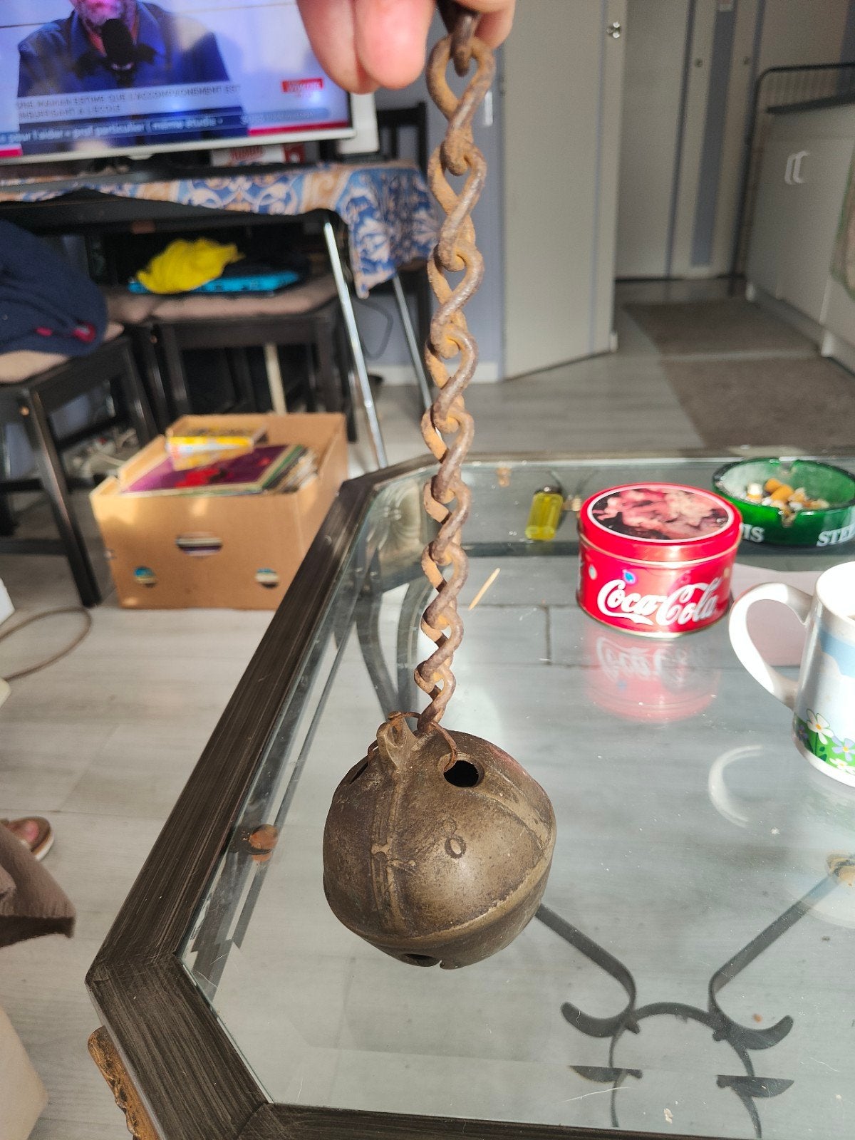 Antieke bronzen trekhaakbel nr. 8, Ophalen of Verzenden, Brons