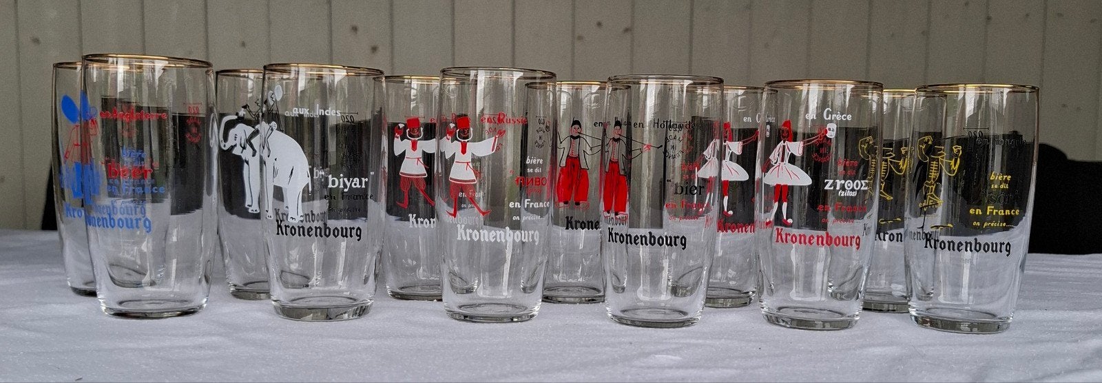 vintage verzameling van 12 Kronenbourg bierglazen, Enlèvement, Neuf
