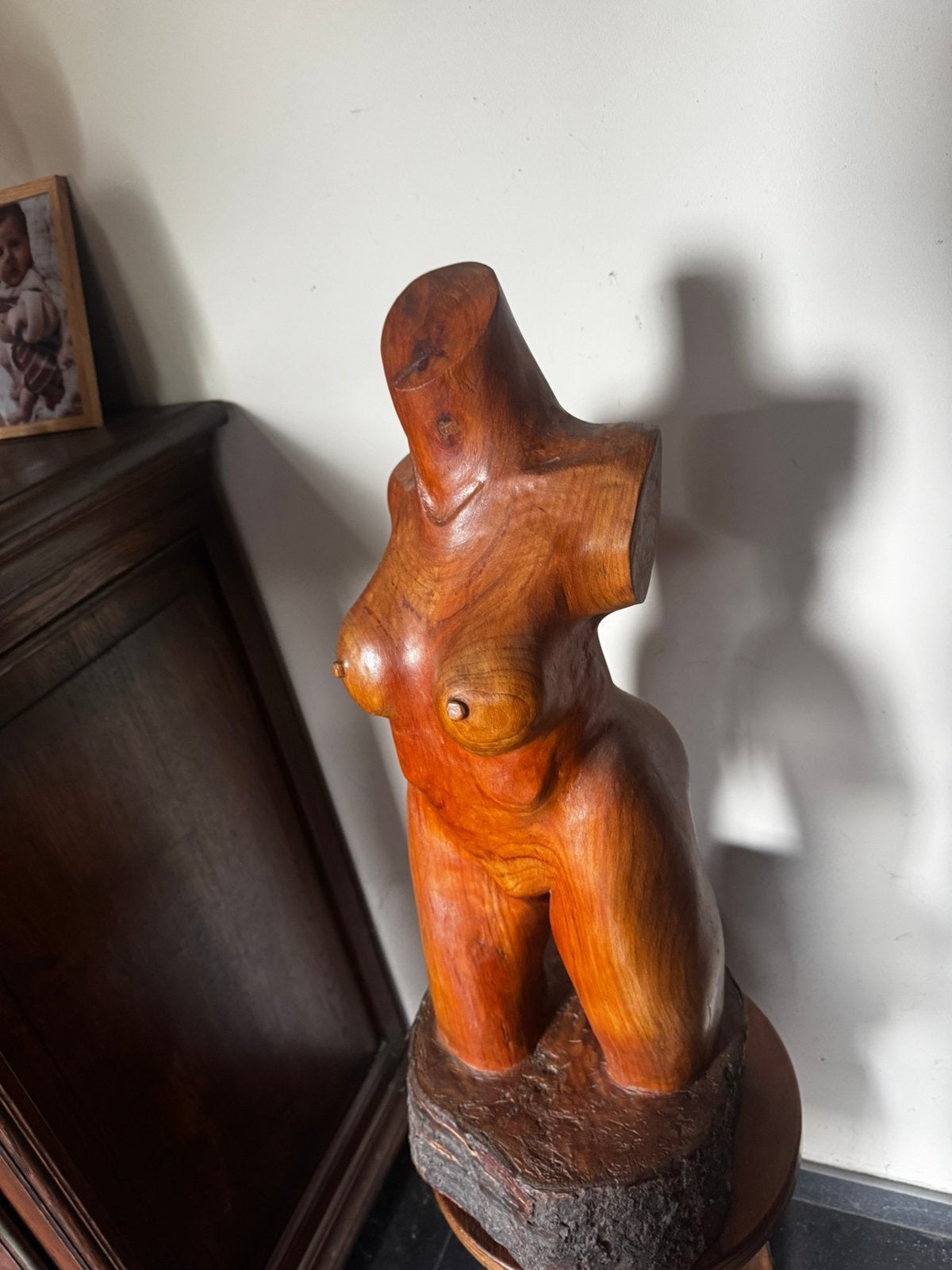 Congolese Vrouwentorso(70 cm)Handgesneden Afrikaans Hardhout, Antiquités & Art, Art | Sculptures & Bois, Enlèvement, Bois, Statue