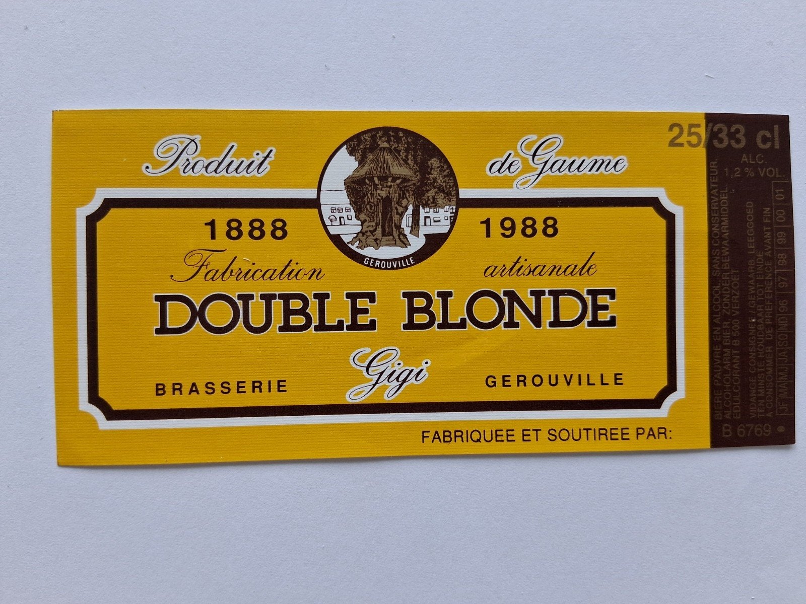 bieretiket Gigi Gerouville: Double blonde, Collections, Envoi, Comme neuf, Autres types, Autres marques