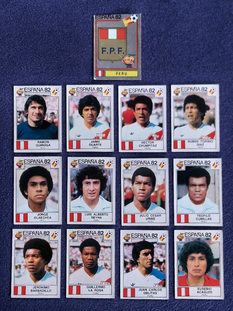 13 versch. Panini stickers voetbal ' WK 1982 - Peru ', Ophalen of Verzenden, Nieuw, Meerdere stickers