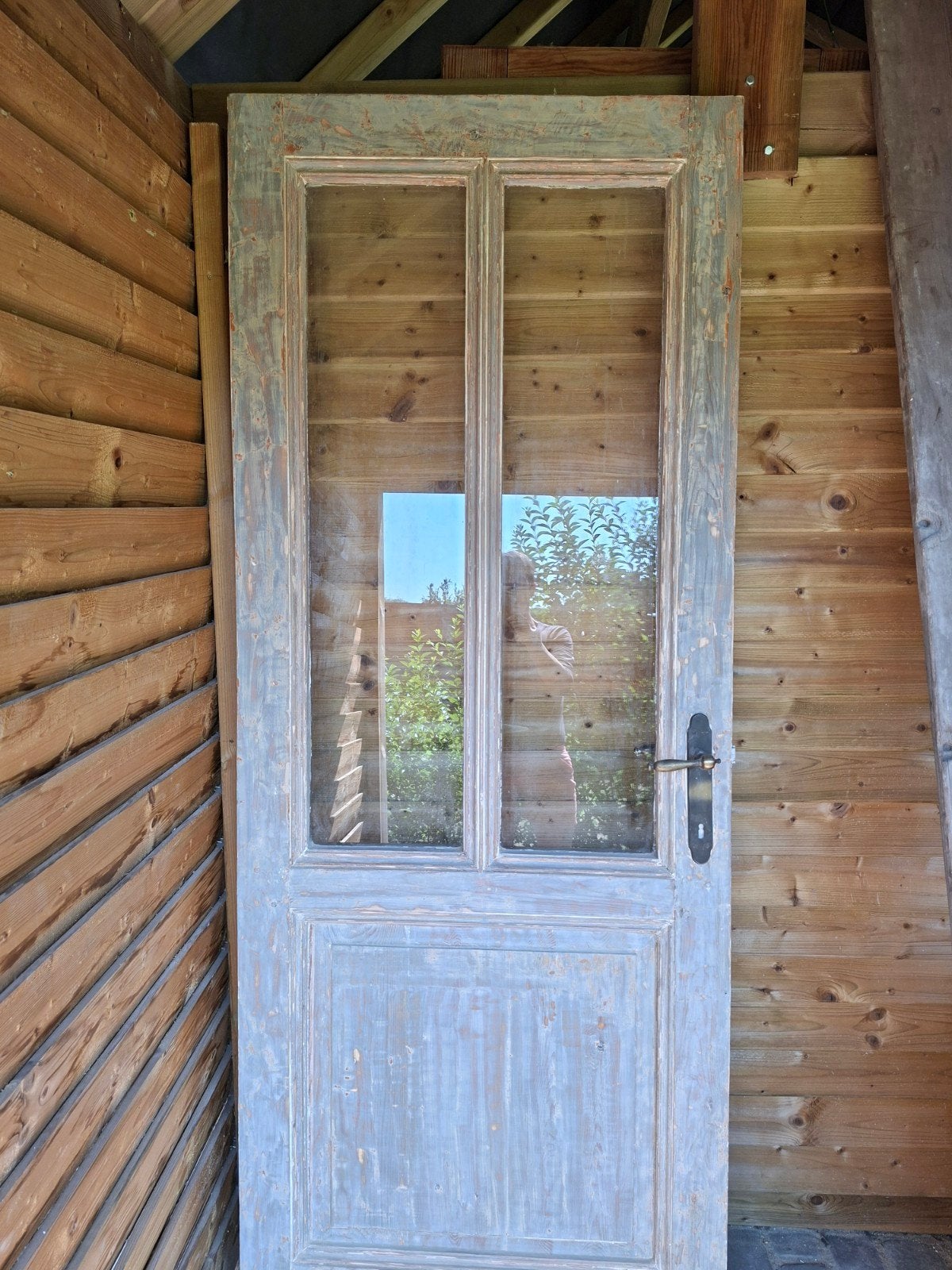 Een volhouten binnendeur met glas, Enlèvement, Utilisé, Verre, Porte intérieure