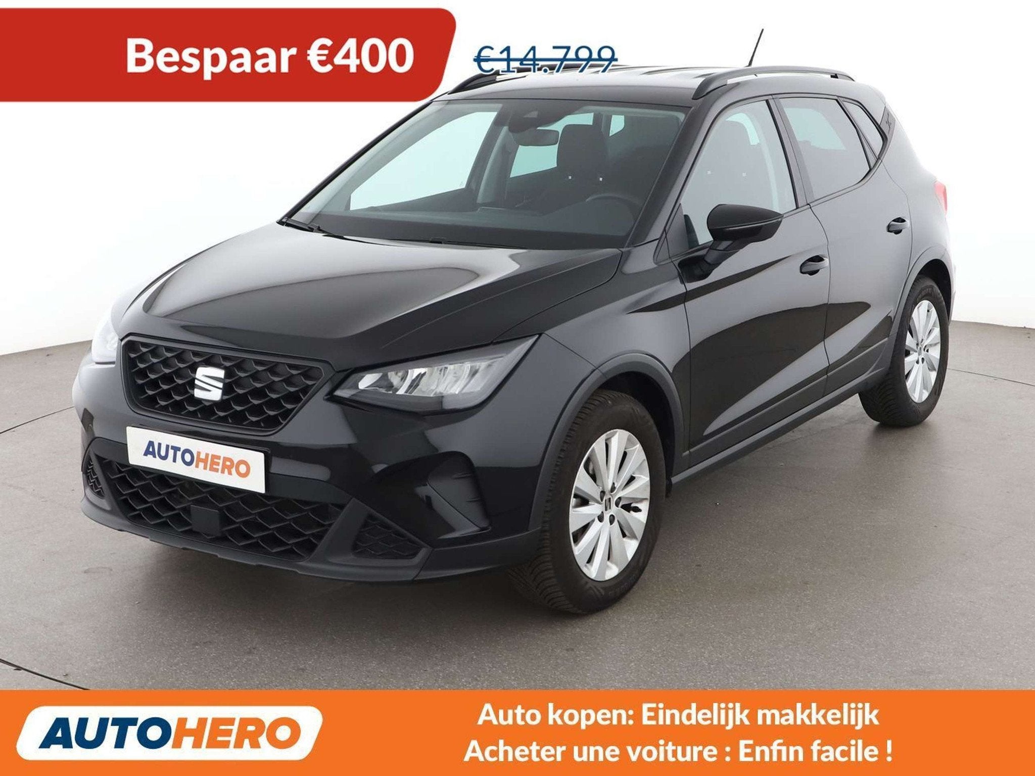 SEAT Arona 1.0 TSI Style (bj 2023), Auto's, Voorwielaandrijving, Gebruikt, Overige brandstoffen, Zwart
