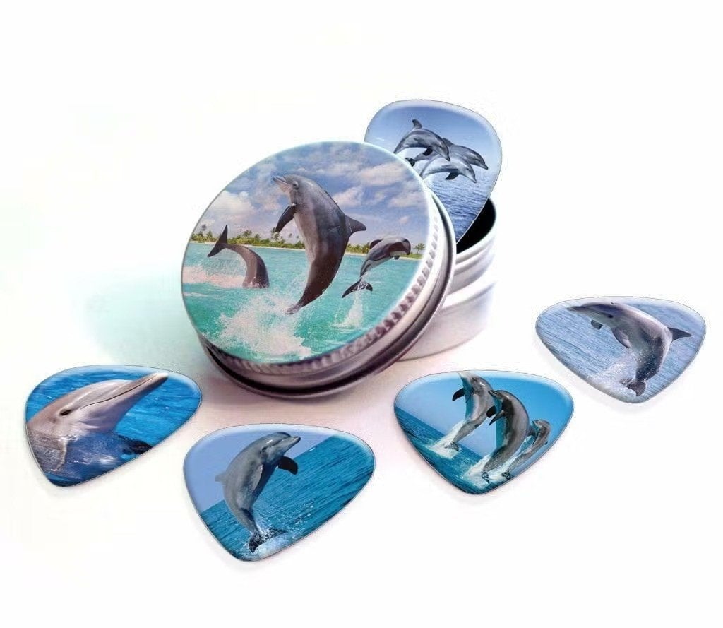 Blikje of display + plectrums met afbeelding van een Dolfijn, Verzamelen, Ophalen of Verzenden, Nieuw