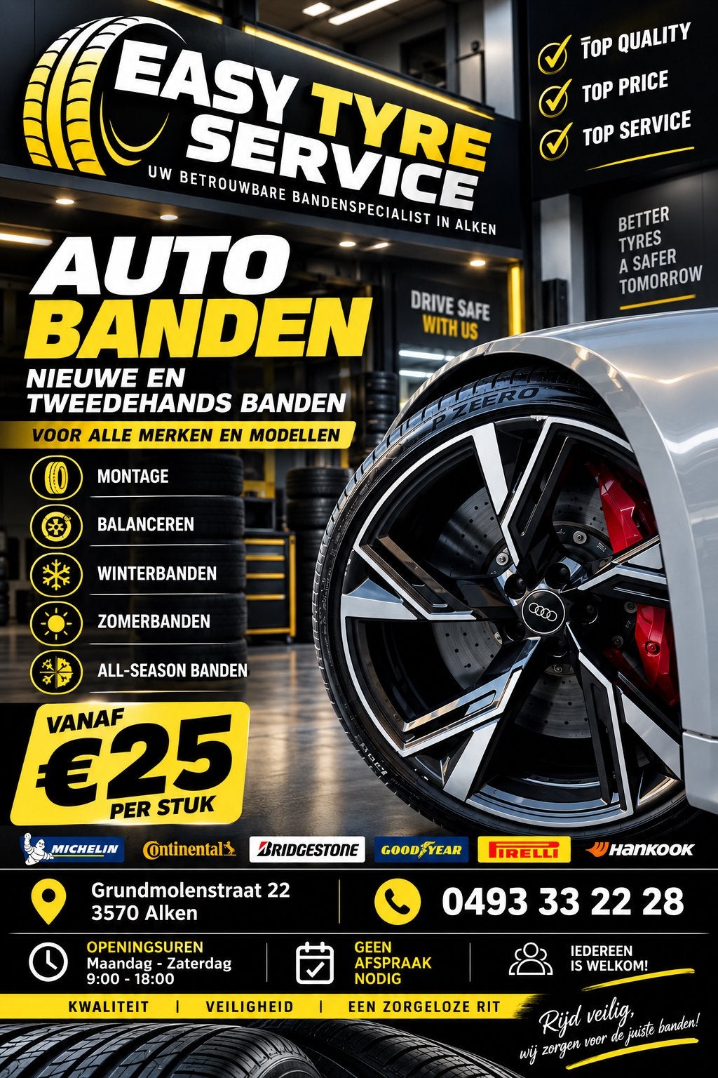 EASY TYRE SERVICE    NIEUWE & TWEEDEHANDS AUTOBANDEN, Autos : Divers, Enlèvement ou Envoi