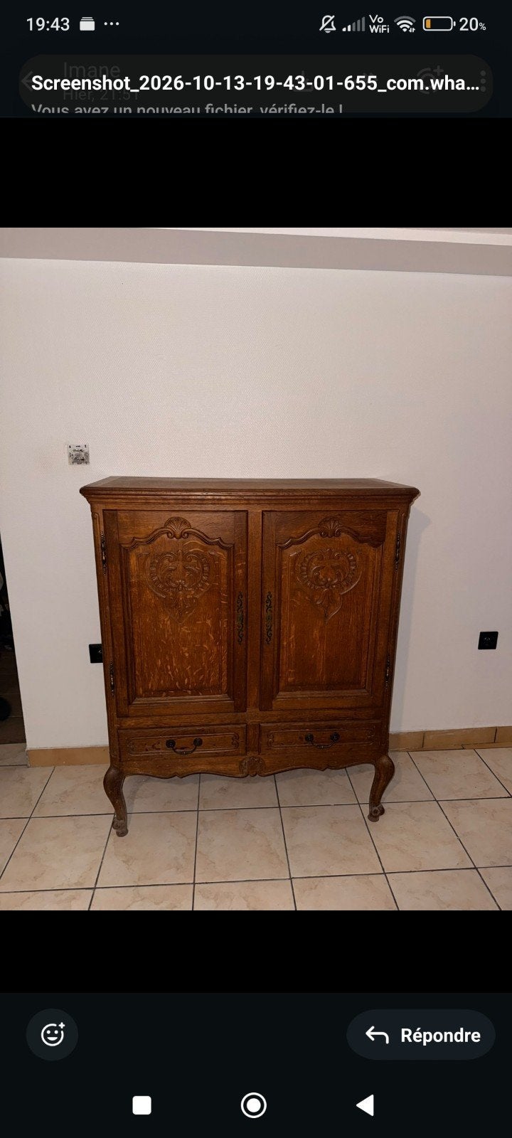 Meuble ancien en bois à donner gratuitement, Enlèvement