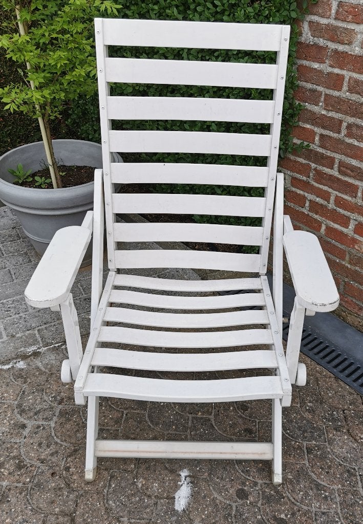 4 houten tuinstoelen, Tuin en Terras, Tuinstoelen, Ophalen, Gebruikt, Verstelbaar