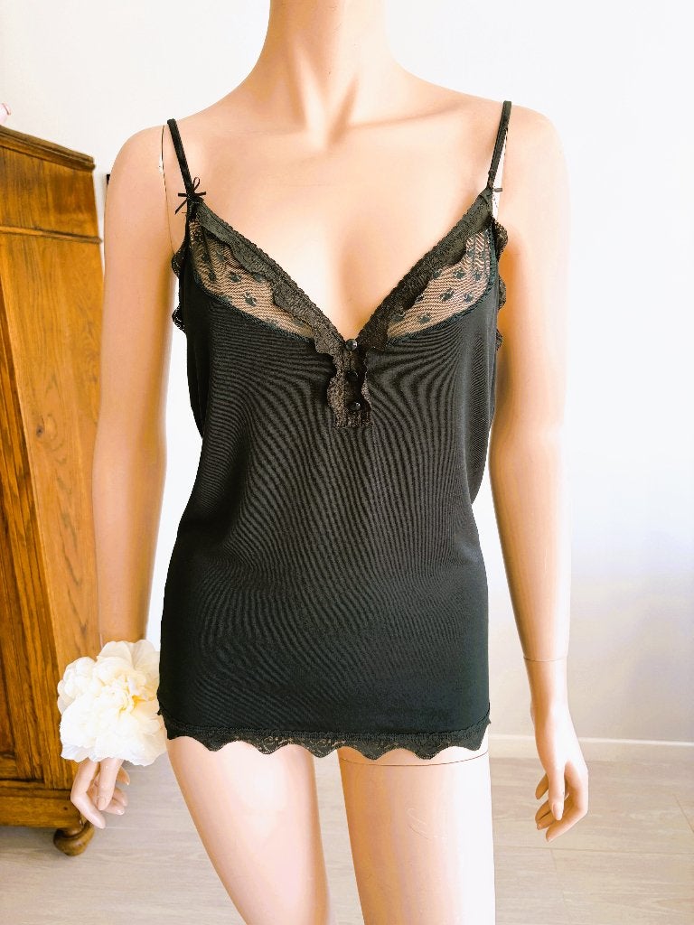 Bruphils donkergroene top met kant  elegante lingerie‑style, Vêtements | Femmes, Sans manches, Taille 38/40 (M), Bruphils, Comme neuf