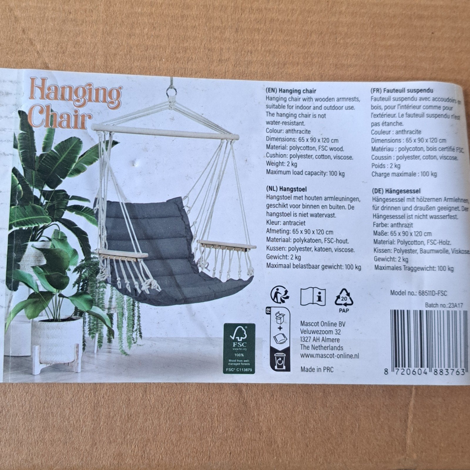 Fauteuil Suspendu neuf, Jardin & Terrasse, Enlèvement