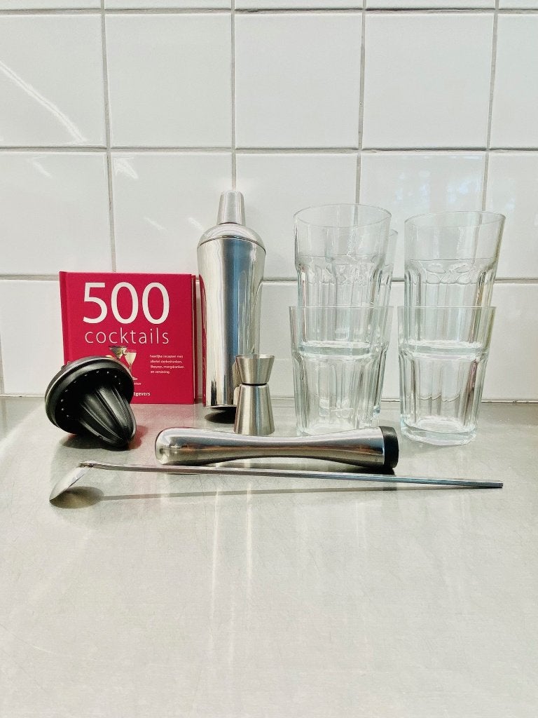cocktail set met glazen en receptenboekje, Enlèvement, Utilisé, Autres types