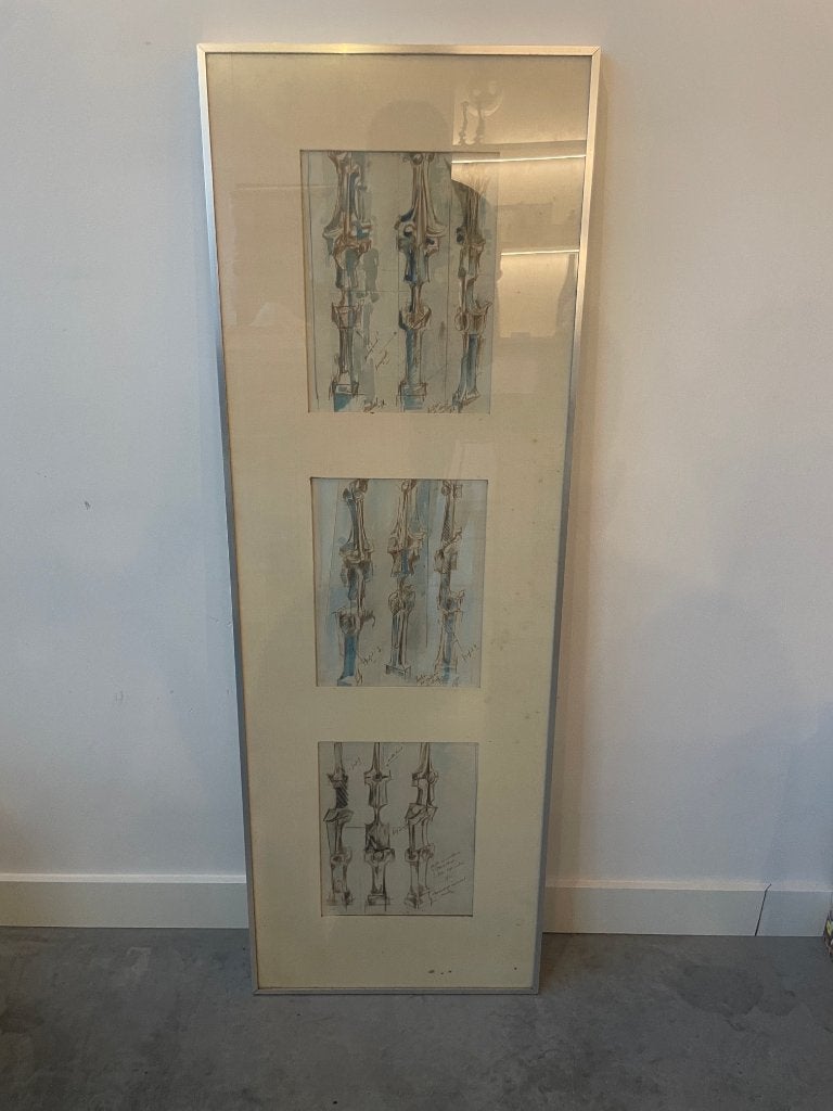 Roger Bonduel — dessin conceptuel signé (1976), Antiquités & Art, Art | Peinture | Classique, Enlèvement, Encadré, Autres sujets