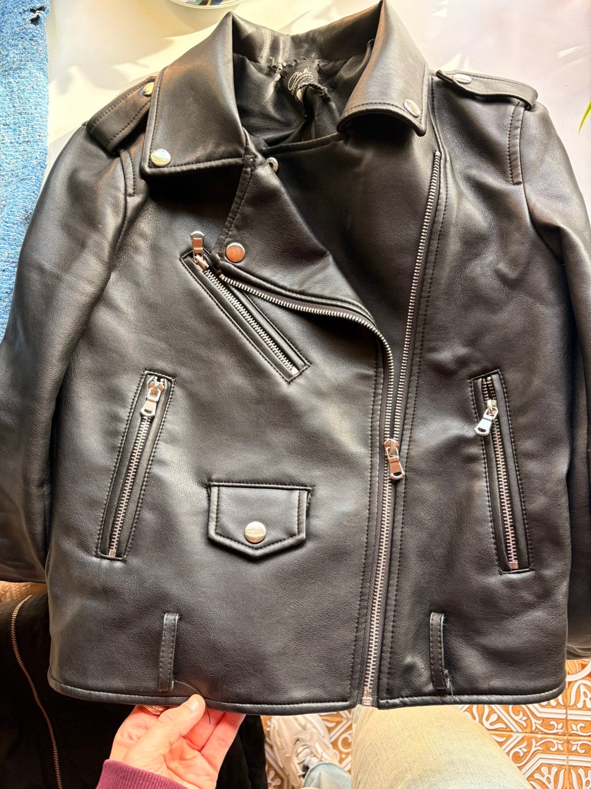 Veste en similicuir pour femme taille 34 (xs), Enlèvement ou Envoi, Porté, Taille 34 (XS) ou plus petite, Noir