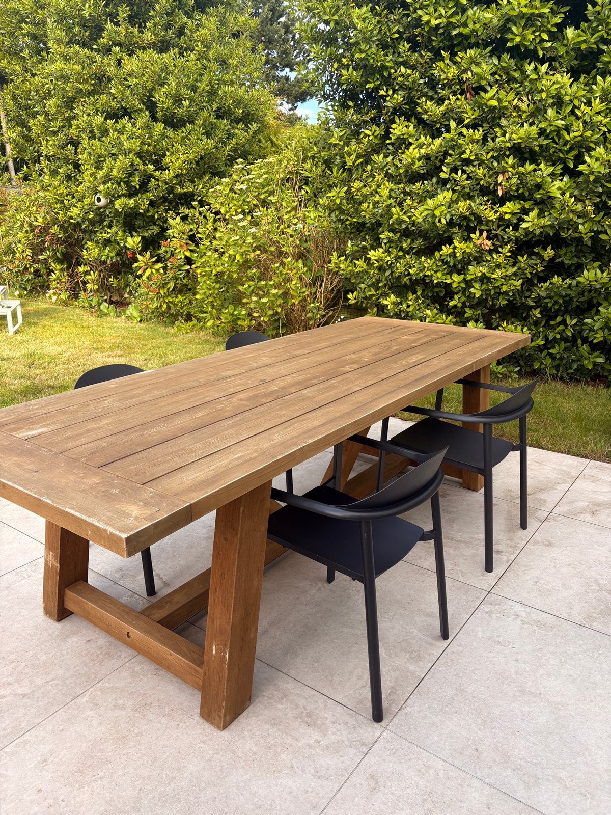 Ensemble de jardin extérieur : table et chaises en teck, Enlèvement, Comme neuf, Aluminium
