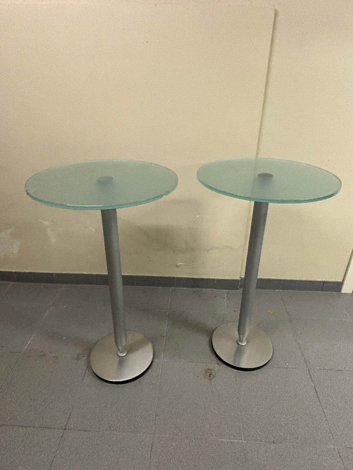 2 Glazen statafels, Huis en Inrichting, Ophalen, Gebruikt, Rond, Glas