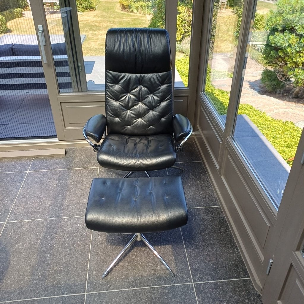 fauteuil eenpersoons zetel stressless + voetenbankje (2 ex.), Huis en Inrichting, Ophalen, 100 tot 125 cm, Zo goed als nieuw, 75 tot 100 cm