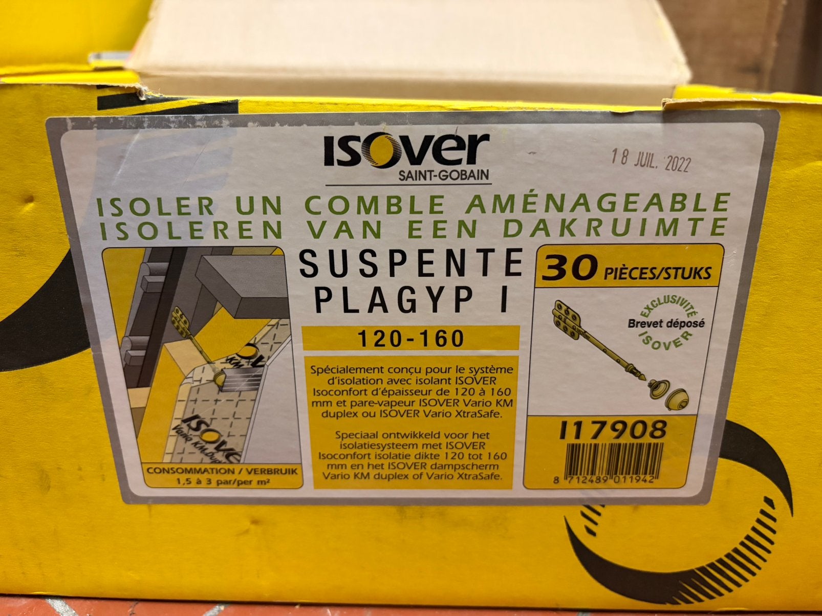 Isover plagyp suspente 120-160, Bricolage & Construction, Enlèvement, Neuf, Autres matériaux, Isolation de toiture