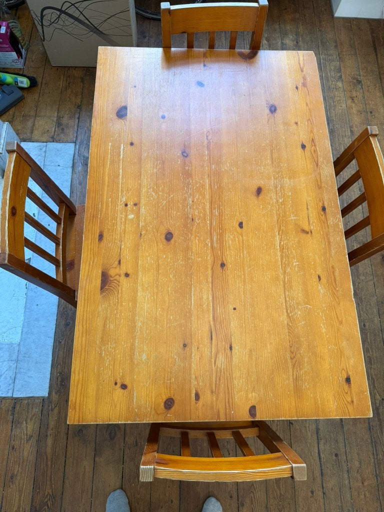 Table et chaises en bois, Ophalen, Gebruikt, Vier personen, Rechthoekig