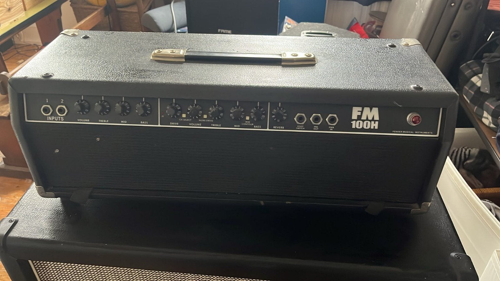 fender fm100h versterkertop + kustom quadst 412b, Ophalen, Gebruikt, Minder dan 500 watt, Overige typen