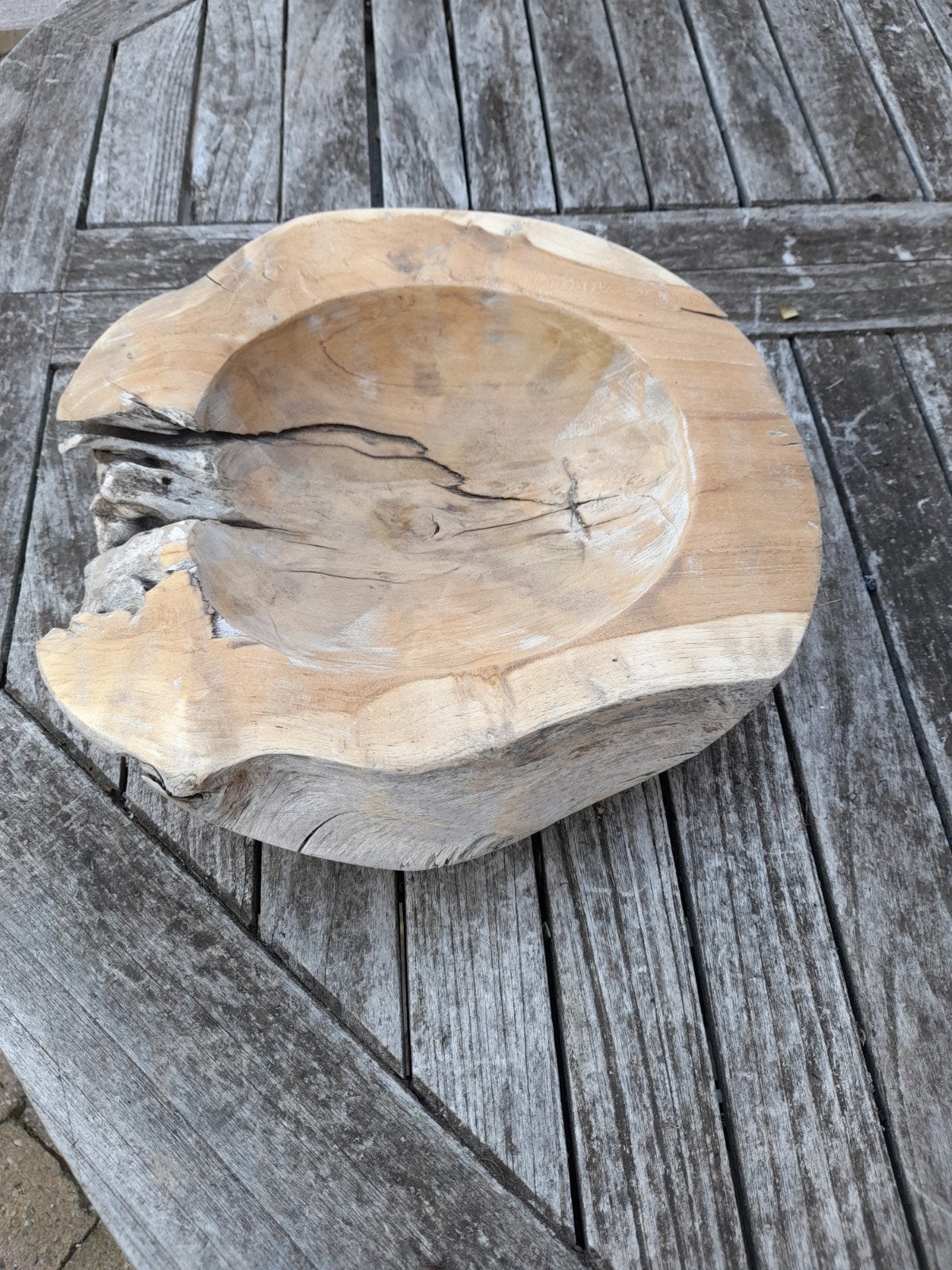 fruitschaal teak 30cm, Ophalen, Schaal, Rond, Zo goed als nieuw