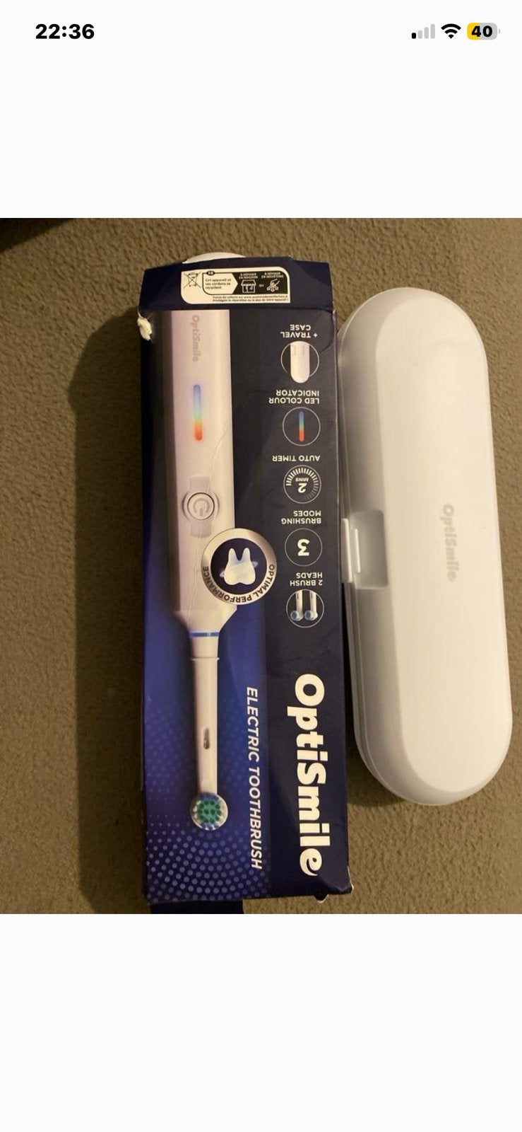 Optismile Elektrische Tandenborstel met Reisetui, Handtassen en Accessoires, Uiterlijk | Mondverzorging, Ophalen of Verzenden