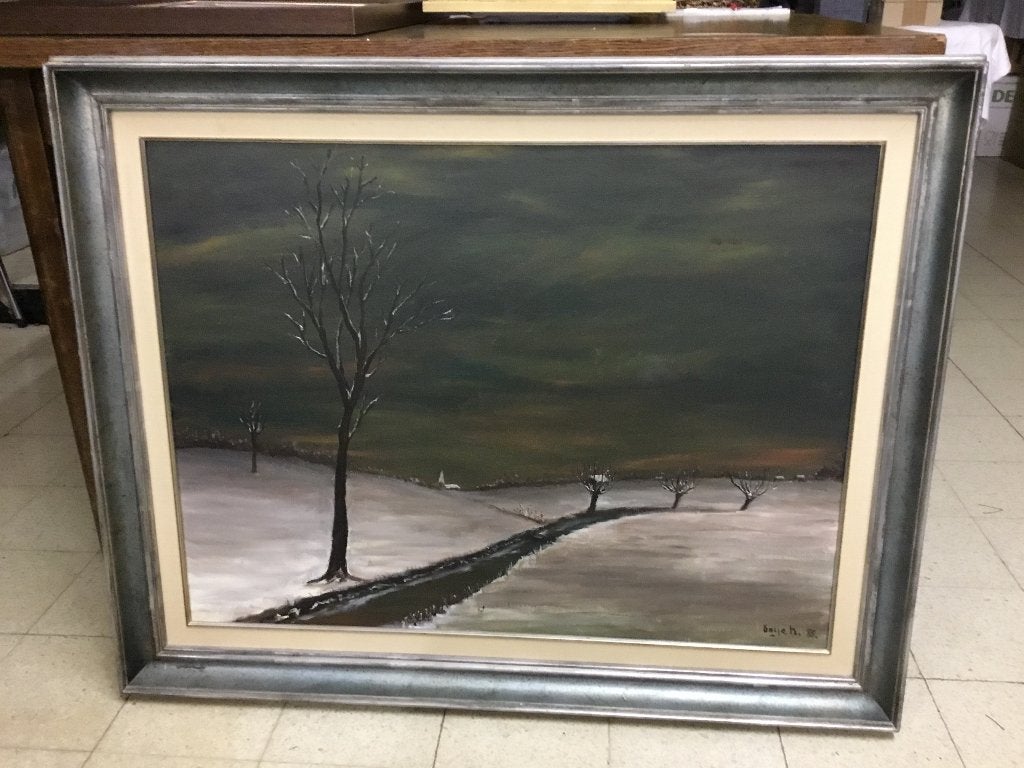 Winterlandschap, Ophalen of Verzenden, Klassiek, Ingelijst, Landschap
