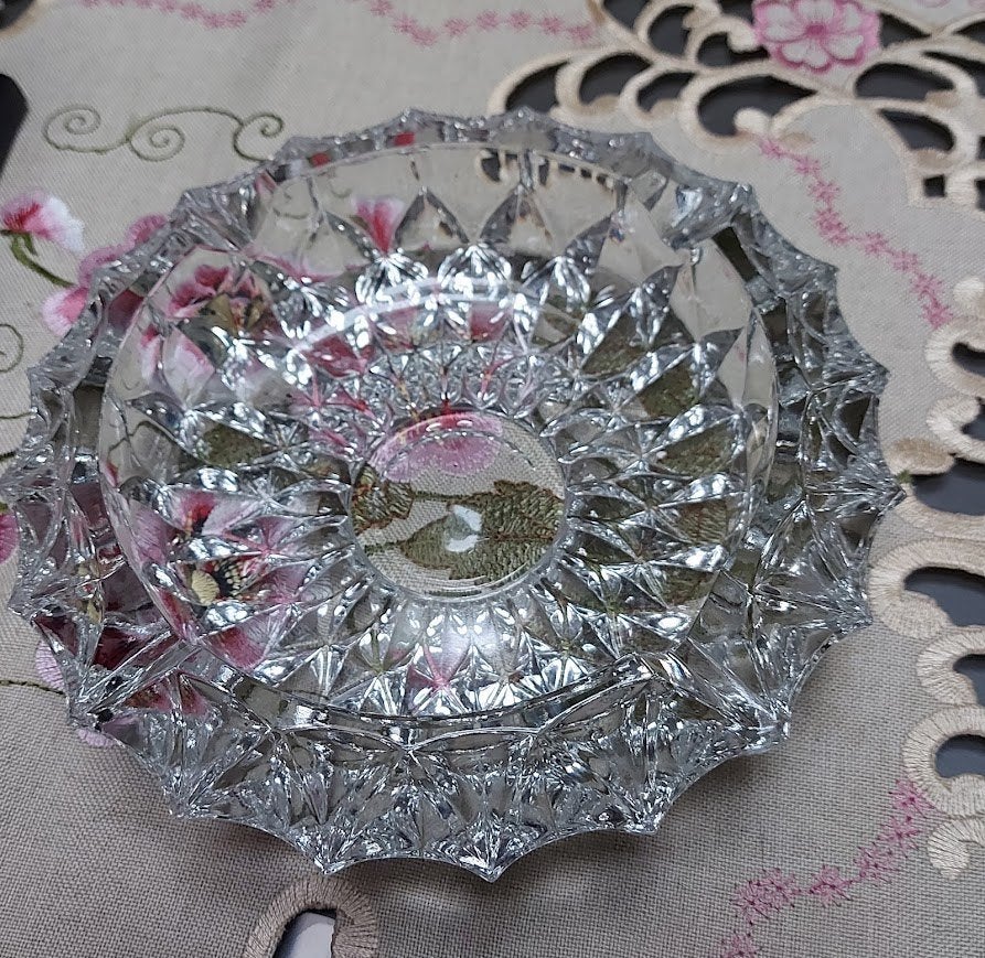 Vintage assenbak, kristalglas ø17cm. Nieuwstaat, Ophalen