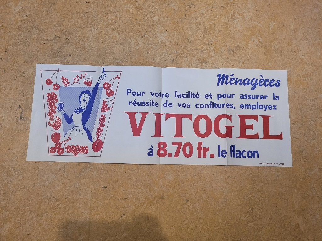 ancienne publicité Delhaize Vitogel, Collections, Enlèvement ou Envoi, Utilisé, Panneau publicitaire