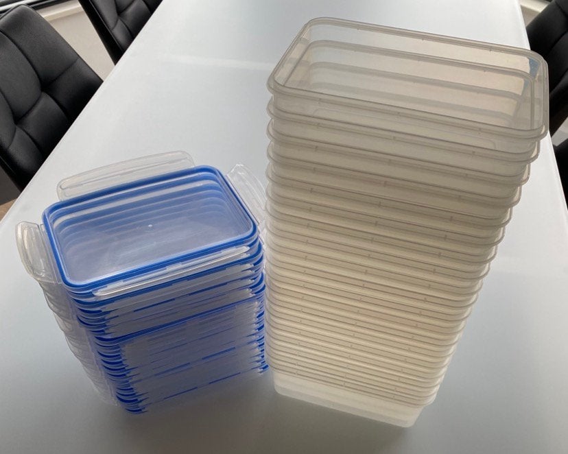 4 clips bewaardozen 2200ml, Huis en Inrichting, Voorraadpot, Ophalen, Gebruikt, Kunststof