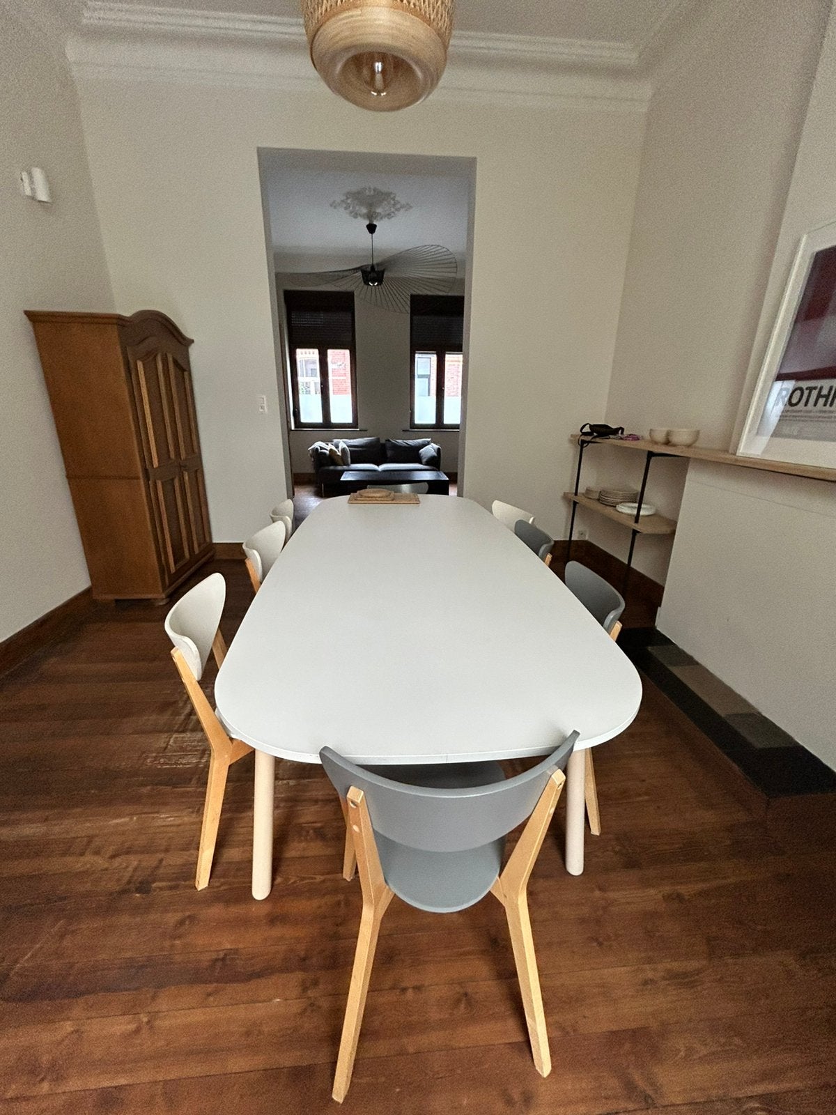 Table 240cm et 8 chaises Ikea, Maison & Meubles, Comme neuf, 100 à 150 cm, Enlèvement, Ovale