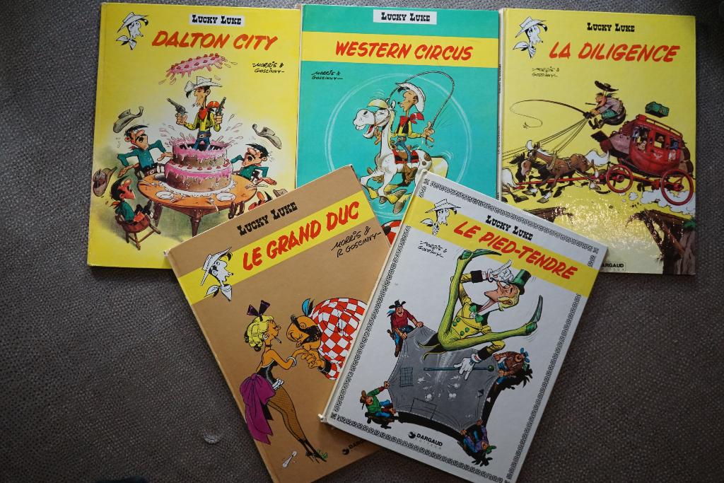 5 x Housse rigide Lucky Luke / Français, Livres, BD, Plusieurs BD, Enlèvement ou Envoi, Utilisé, Morris / Goscinny