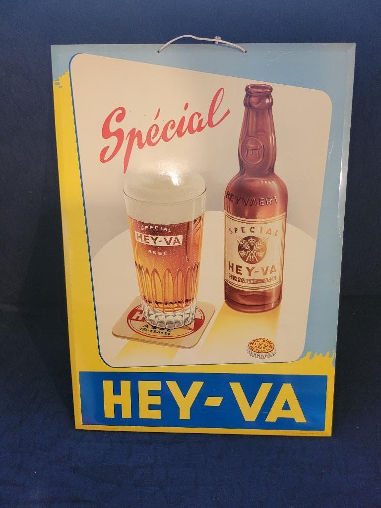Vintage reclamemetaal speciaal hey-va asse 1954, Ophalen of Verzenden, Gebruikt, Reclamebord