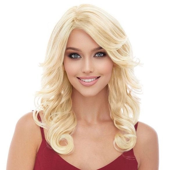 Pruik lang haar lichtblond met krullen model BLISS, Handtassen en Accessoires, Ophalen of Verzenden, Nieuw