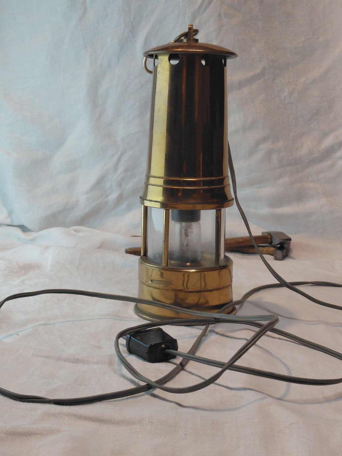 Authentique lampe de mineur ancienne Mecap en laiton massif, Enlèvement ou Envoi