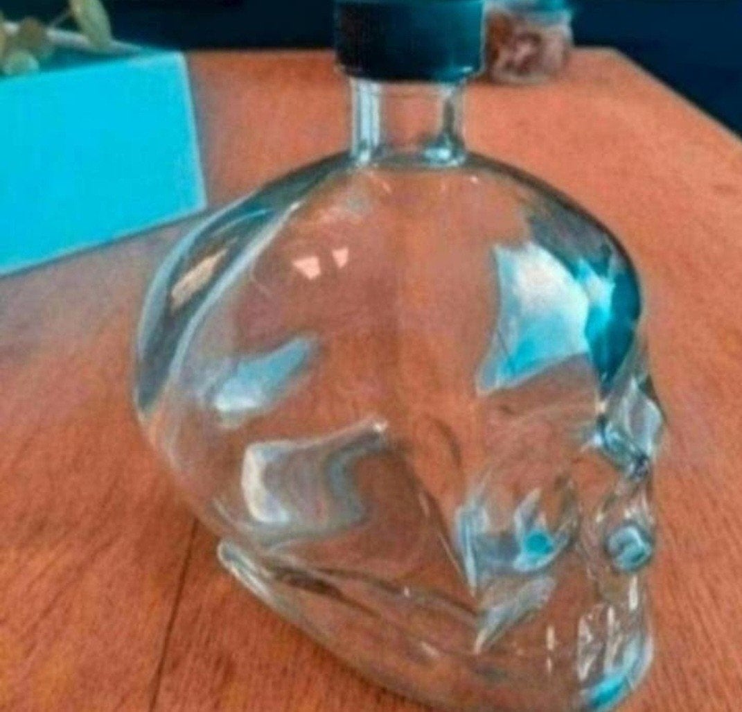 Glazen skull fles 75cl, Antiek en Kunst, Ophalen of Verzenden