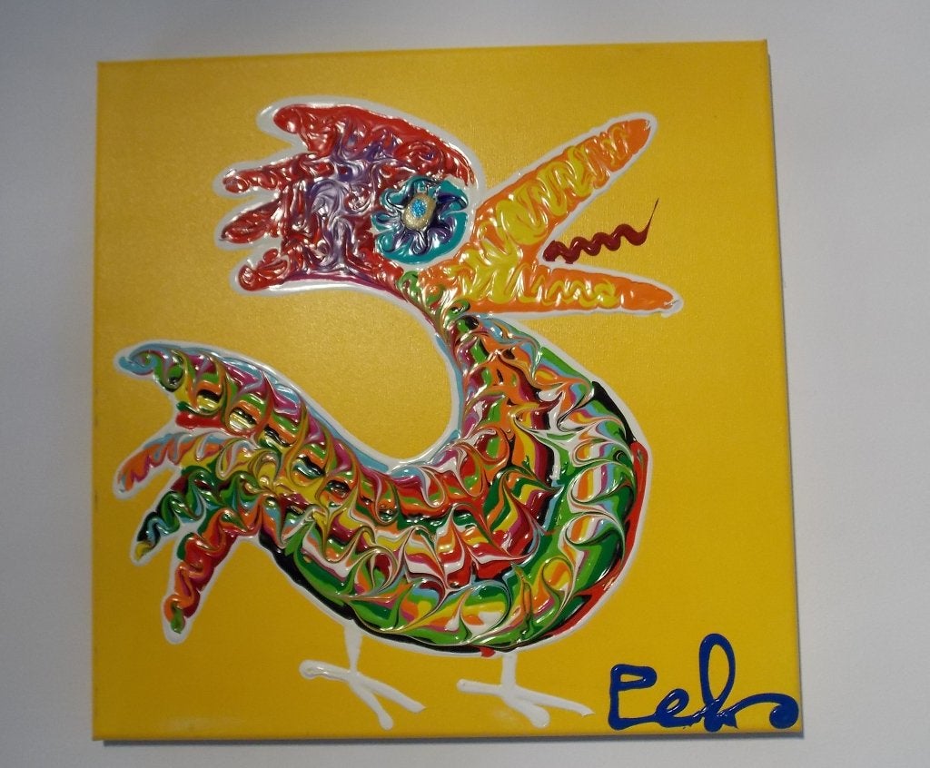 Œuvre d'art colorée Peko, Ameraucana, Enlèvement ou Envoi, Figures, Peinture acrylique, Autres matériaux