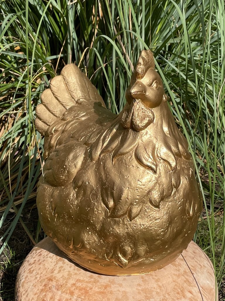 (tuin)beeld gouden kip, boerderij 40cm, Tuin en Terras, Ophalen, Nieuw, Kunststof, Dierenbeeld