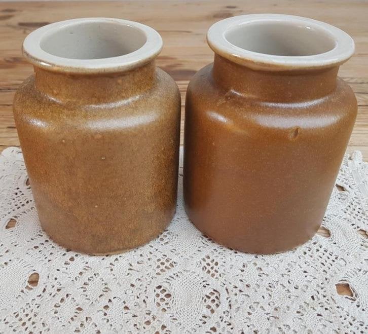 2 Franse gres ( mosterd ) potjes 2, Antiquités & Art, Curiosités & Brocante, Enlèvement ou Envoi